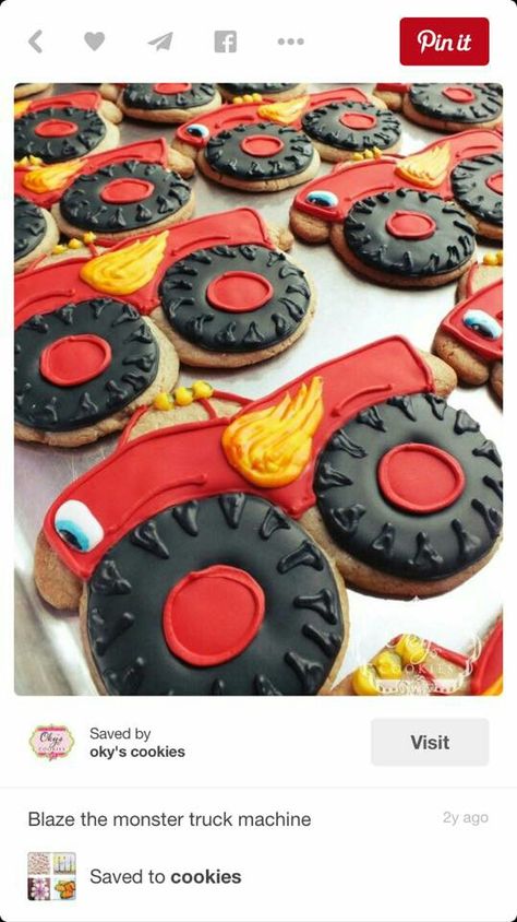 Blaze monster machine transportation Blaze And The Monster Machines Cake, Monster Truck Cookies, Truck Cupcakes, Christmas Sugar Cookies Decorated, Cookie Business, Birthday Cakes For Men, Cookies For Kids, Christmas Sugar Cookies, Cookies Decorated