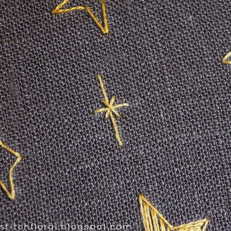 Easy embroidery: how to stitch stars How To Stitch, Textile Art Embroidery, Simple Embroidery Designs, Easy Embroidery, Floral Embroidery Patterns, Couture Embroidery, Needlework Embroidery, Star Embroidery, Embroidery On Clothes