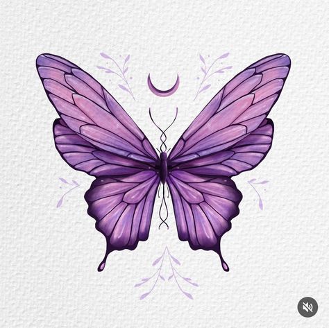 Purple Butterfly Painting Easy, Butterfly Colorful Drawing, Butterfly Drawing Purple, Crystal Butterfly Drawing, Color Pencil Butterfly, Unique Butterfly Drawing, Butterfly Artwork Illustration, Purple Butterfly Drawing, Moths Drawing