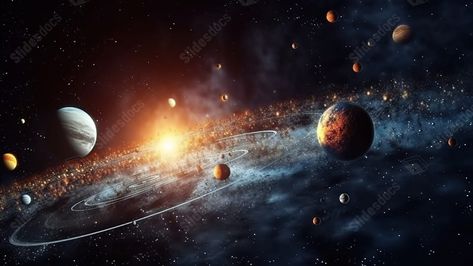 the incredible solar system and milky way a 3d masterpiece with planets sun and moon Sun And Moon Background, Solar System Wallpaper, Space Saturn, Mars Space, Moon Background, Mars Planet, Planet Sun, Ppt Background, Slide Background