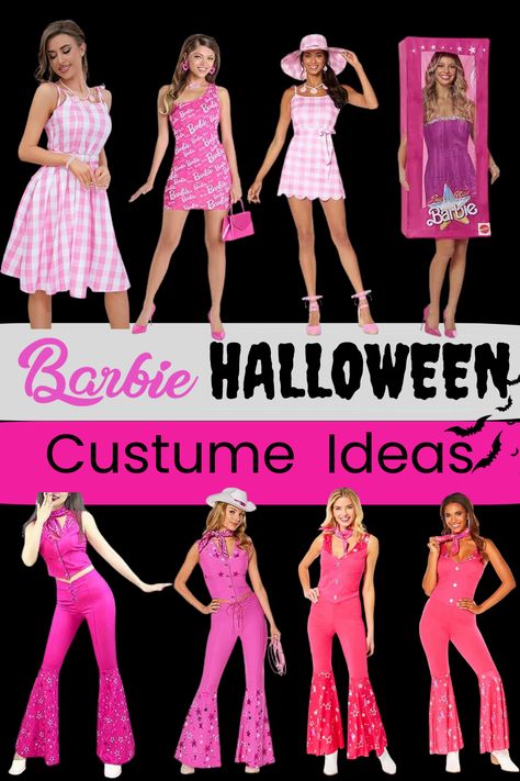 Women Barbie Outfits, Barbie For Halloween Costumes, Different Barbies Costumes Group, Barbie Doll Inspired Outfit, Teacher Barbie Costume, Easy Barbie Costume, Barbie Fancy Dress Costume, Diy Barbie Costume For Women, Barbie Day