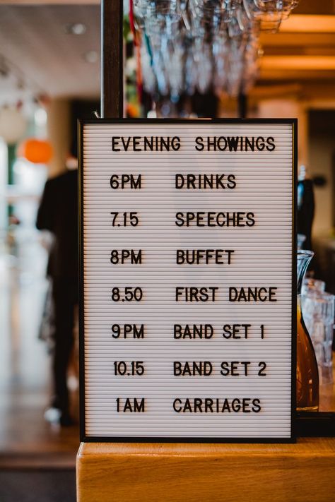 Sign Signs Signage HOME Manchester Wedding Kate McCarthy Photography #WeddingSign #WeddingSigns #WeddingSignage #Wedding Movie Themed Wedding Seating Chart, Wes Anderson Wedding Decor, Wedding Signage Vintage, Film Theme Wedding, Wedding Signage Ideas, Movie Theater Wedding, Modern City Wedding, Bloom Theme, Creative Signage