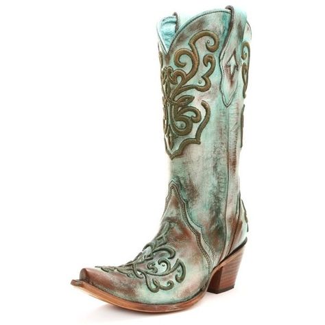 Corral Womens Corded Stitch Snip Toe Cowboy Boots Turquoise ($280) ❤ liked on Polyvore featuring shoes, boots, western style boots, brown cowboy boots, turquoise shoes, brown shoes and brown boots Distressed Brown Boots, Turquoise Cowboy Boots, Snip Toe Cowgirl Boots, Turquoise Boots, Brown Cowgirl Boots, Turquoise Shoes, Boot Scootin Boogie, Vintage Style Shoes, Brown Cowboy Boots