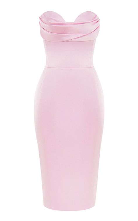 Rasario Draped Satin Midi Pencil Dress – @pinkwishlist on Tumblr Moda Operandi Dress, Pieces Season, Pink Wishlist, Mexican Style Dresses, Feminine Party, Dressy Hats, Long Gowns, Corset Midi Dress, Midi Dress Formal