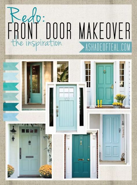 FrontDoor Teal Front Doors, Front Door Inspiration, Blue Front Door, Front Door Makeover, Front Door Paint Colors, Door Paint Colors, Door Inspiration, Painted Front Doors, Casa Exterior