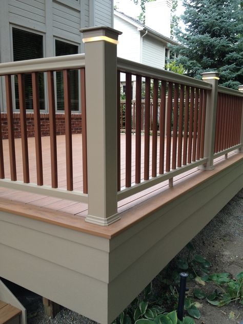 Deck Skirting Ideas Diy, Deck Skirting Ideas Cheap, Deck With Railing, Deck Skirt, Deck Skirting Ideas, Deck Fascia, Skirting Ideas, Landscaping Around Deck, Deck Skirting