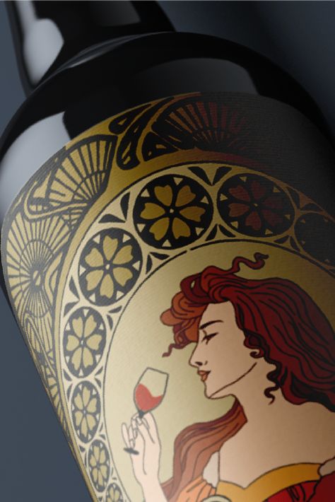 Packaging Design / Illustration / Brand Identity Wine Etiquette Design Ideas, Art Nouveau Brand Identity, Wine Etiquette Design, Wine Label Illustration, Vino Art, Packaging Design Illustration, Wine Etiquette, Wine Bottle Label Design, Wine Label Packaging