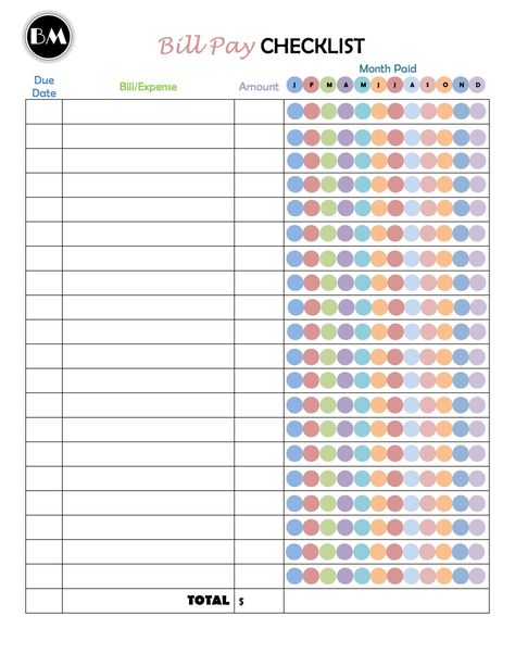 33 Free Bill Pay Checklists & Bill Calendars (PDF, Word & Excel) Bill Organization Printables, Bill Pay Checklist, Bill Payment Checklist, Bills Checklist, Bill Calendar, Bill Tracker Printable, Bill Pay, Bill Template, Bill Organization