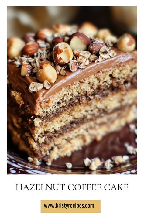 Craving something sweet and nutty? This easy hazelnut coffee cake is rich, moist, and full of flavor. A delightful addition to your recipe collection! 🌰🍰☕ #EasyBaking #CoffeeDesserts #HazelnutFlavors #BakingIdeas #SweetTreats #CakeLovers #DessertGoals #HomemadeCakes #CoffeeTime Coffee And Walnut Cake Recipe, Nut Cake Recipes, Hazelnut Desserts, Dessert Lasagnas, Danish Coffee Cake, Hazelnut Cake Recipe, Christmas Coffee Cake, Hazelnut Dessert, Chocolate Hazelnut Cake