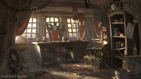 Image: Pirate Cabin - BlenderNation Pirate Cabin, Environment Artist, Pirate Room, Captains Quarters, Sea Of Thieves, Pirate Halloween, Pirate Art, Cabin Art, Pirate Life