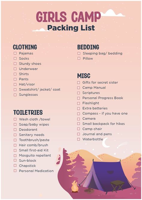 Camping Trip Packing List, Summer Camp Packing List, Camping Trip Essentials, Church Camp Packing, Trip Essentials Packing Lists, Summer Camp Packing, Camp Packing List, Camping Supply List, Camp Packing