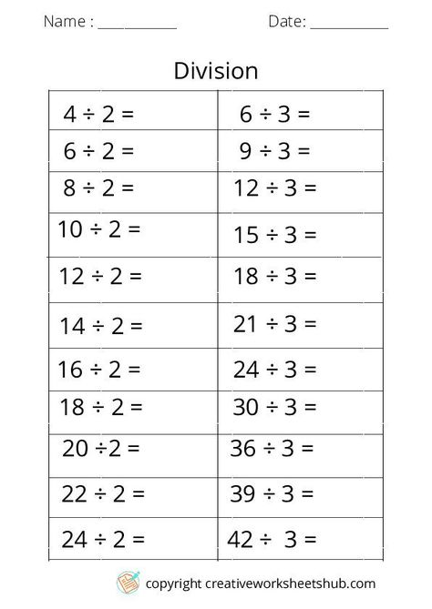 Division Worksheets Grade 2, Worksheets Grade 2, Easy Math Worksheets, 7th Grade Math Worksheets, Multiplication And Division Worksheets, Math Division Worksheets, Mental Maths Worksheets, Math Addition Worksheets, Worksheets For Grade 3