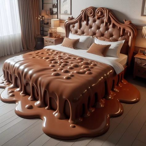 Chocolate-Inspired Bed: Unlock Your Sweet Dreams Weird Beds, Unusual Beds, Weird Furniture, Amazing Bedroom Designs, Cool Room Designs, Unique Furniture Design, Cookie Recipes Homemade, Romantic Room, Unique Furniture Pieces