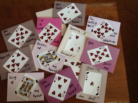 super fun #valentines made with playing cards. Playing Card Valentines, Playing Card Crafts, Hearts Playing Cards, Dream Book, Playing Card Deck, Cute Notes, Gifts For Husband, Valentines Cards, Valentine Gifts