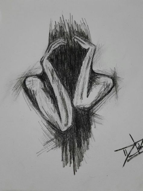 Deep Drawing Ideas Sketches, Deep Thought Sketches, Dark Thoughts Doodles, Dark Sketch Feelings Easy, Dark Pencil Sketches, Dark Scribble Art, Dark Sketch Ideas, Deep Sketch Ideas, Scribble Art Easy