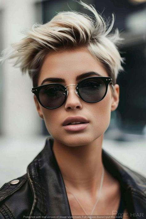 Short Blonde Hair With Dark Roots, Short Haircuts Thick Hair, Short Hair 2024 Trends Women, Very Short Pixie Haircut, Short Textured Hair, Medium Short Haircuts, Textured Layers, Cute Short Haircuts, Chin Length Hair