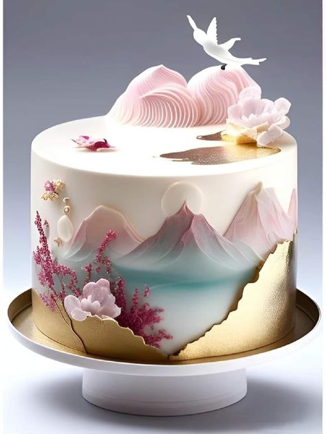 Landscape Cake, Cherry Blossom Cake, Blossom Cake, Designer Cake, Fantasy Cake, Beautiful Cake Designs, Cupcakes Decorados, Spring Cake, Creative Cake Decorating