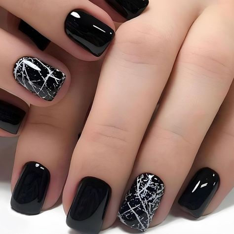 Black Press on Nails Short Fake Nails with Marble Cracks Designs Black White Square Glue on Nails Short False Nails Press ons Glossy Acrylic Stick on Nails for Women 24 Pcs
Amazon Affiliate Black Powder Dip Nails, Christmas Nails Short Black, Black Nails With Crystals, Gelish Nails Designs, Black Short Nail Designs, Black And White Nails Square, Black Nails Ideas Short, Black Tips Nails, Black And White Short Nails