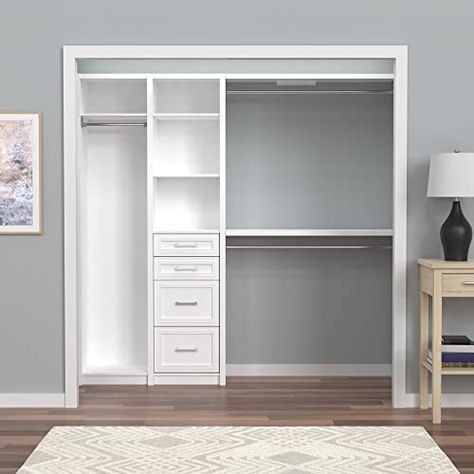 Amazon.com: ClosetMaid SpaceCreations Closet Organizer Kit, 52" - 87", Bright White : Home & Kitchen Closet Mudroom, Closet Organizer Kits, Closet Interior, Closet Redo, Closet Planning, Closet Design Layout, Closet Renovation, Nursery Closet, Closet Layout