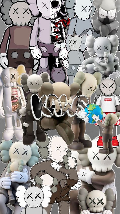 𝙺𝚊𝚠𝚜 𝙲𝚘𝚕𝚕𝚊𝚐𝚎! Grey Kaws Wallpaper, Kaws Doll Wallpaper, Kaws Collage, Kaws Desktop Wallpaper, Kaws Flower, Wallpaper Backgrounds Kaws, Kaws Collage Wallpaper, Klaws Wallpapers, Blue Kaws Wallpaper