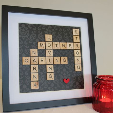 Mothers Day Gift Love Letter Frame Love Letter Frame, Scrabble Tile Crafts Diy, Letter Frame, Scrabble Tile Crafts, Craft Letters, Scrabble Crafts, Scrabble Art, Diy Gifts For Mom, House Crafts