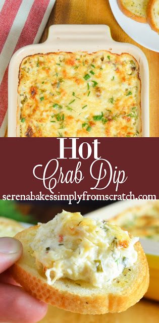 The BEST Hot Crab Dip in a creamy, cheesy, herb base with lots of crab! Perfect for Thanksgiving, Christmas and New Years! serenabakessimplyfromscratch.com Hot Crab Dip, Crab Dip, Buffalo Chicken Dip, Thanksgiving Appetizers, Holiday Appetizers, Christmas Appetizers, Party Food Appetizers, Appetizer Dips, Deviled Eggs