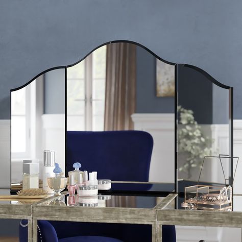 Tri-Fold Irregular Makeup Mirror Mirror Vinyl, Freestanding Mirrors, Chic Mirror, Shower Mirror, Trifold Mirror, Lighted Vanity Mirror, Frameless Mirror, Wooden Mirror, Beautiful Mirrors