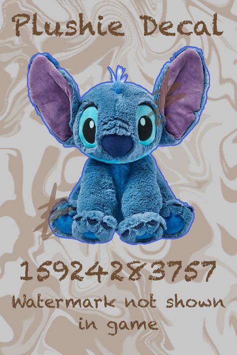 Bloxburg Plushie Decal! Let me know if the code does not work properly. Stitch Decals Bloxburg, Bloxburg Plushie Decals, Bloxburg Squishmallow Decal Codes, Pillow Decals Bloxburg, Bloxburg Pillow Decals, Light Blue Color Code, Beauty Decals, Roblox Hacks, Bloxburg Decals Codes Aesthetic