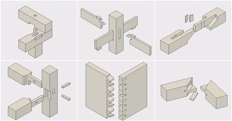 These Mesmerizing GIFs Illustrate the Art of Traditional Japanese Wood Joinery  | ArchDaily Types Of Wood Joints, Japanese Wood Joinery, Wooden Joints, Timber Joints, Japanese Joinery, Japanese Woodworking, Wood Details, Japanese Interior Design, Wood Joints