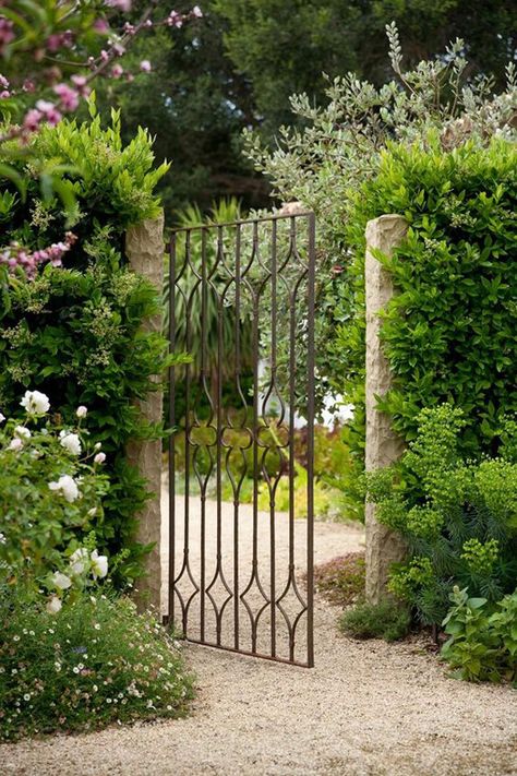 25 Most Wonderful Garden Gates With Nature Inspired | Home Design And Interior Fruit Garden Design, Garden Gates And Fencing, Metal Garden Gates, Garden Gate Design, Iron Garden Gates, French Country Garden Decor, Country Garden Decor, French Country Garden, Mediterranean Landscaping