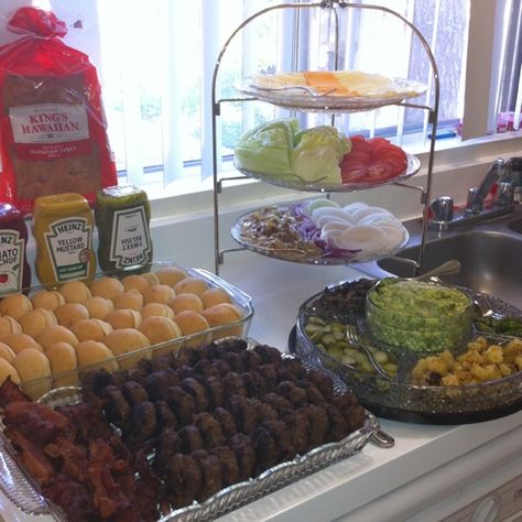 BBQ Table Decorations | bbq party table layout Hot Dog Bar, I Do Bbq, Food Stations, Burger Bar, Party Bars, Bbq Party, Summer Bbq, Backyard Bbq, Bar Ideas