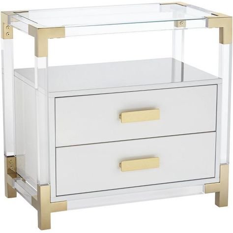 Studio 55D Abby 23 1/2" Wide White and Gold Acrylic Accent Table | Target Gold Night Stand, Target Nightstand, Accent Table Styling, Living Room Lighting Tips, Gold Night, Restoration Hardware Inspired, Cane Furniture, Black Furniture, Gold Table