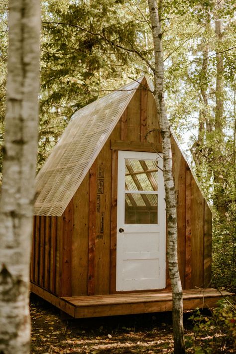 Rustic elegance lives in the Elm, DIY off-grid bunkhouse! This budget-friendly cabin gives luxury and convenience to your off-grid space. Glamping Cabin Ideas, Permanent Rv Site Ideas, Bunky Ideas, Bunkhouse Plans, Black Tiny House, Cabin Bunkhouse, Small Prefab Cabins, Tiny Shed, Shed Backyard