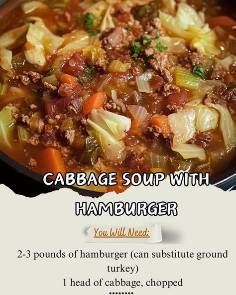 Homemade Recipes Cabbage Hamburger Soup Recipe, Hamburger And Cabbage, Hamburger Cabbage Soup, Cabbage Soup With Hamburger, Cabbage Hamburger, Soup With Hamburger, Hamburger Cabbage, Cabbage Hamburger Soup, Cream Cheese Stuffed Peppers