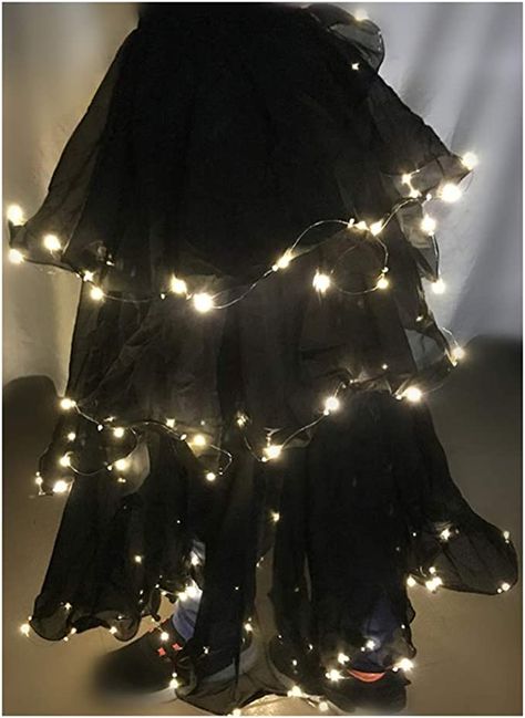 Dress With Fairy Lights, Costumes With Lights, Korok Cosplay, Star Jellyfish, Led Skirt, Lightning Dress, Led Light Costume, Transformation Dress, Rave Halloween