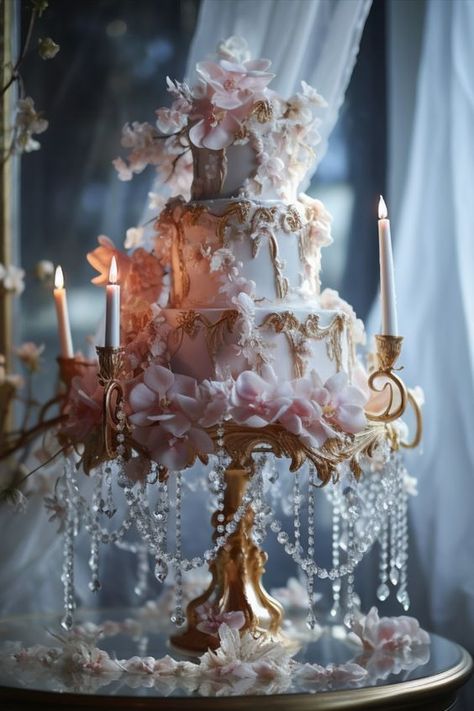 Wedding Cakes Fairytale, Ethereal Birthday Cake, Fantasy Themed Wedding Cake, Intricate Cake Designs, Whimsical Cake Wedding, Fairy Tail Wedding Cake, Whimsical Wedding Cake Enchanted Forest, Magical Cake Ideas, Magical Wedding Cake