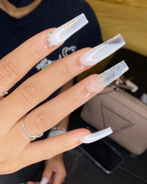 Cum White Acrylic Nails, Acrylic Nails Nude, Fake Nails Designs, Claw Nails, Glamour Nails, White Acrylic Nails, Cute Acrylic Nail Designs, Casual Nails, Dope Nail Designs