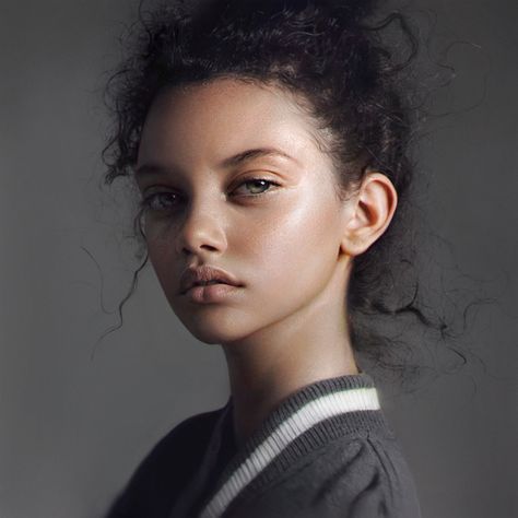 ArtStation - Portrait of Marina Nery, Irakli Nadar Werewolf Female, Realistic Face Claims, Procreate References, Irakli Nadar, Portrait Drawing Reference, Marina Nery, Tessa Gray, Realistic Face, Draw A Face