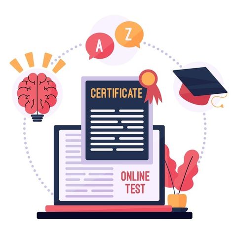 Certificate Illustration, Digital Certificate, Certificate Courses, Certificates Online, Vector Online, Online Tests, Motion Graphics, Web Development, Graphic Resources