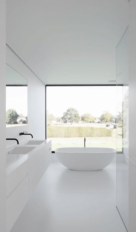 Minimalist Bathroom Design, Scandinavian Bathroom, Bad Inspiration, Interior Minimalista, White Bath, Architectural Drawing, Bathroom Decoration, Dream Bathrooms, Minimalist Bathroom