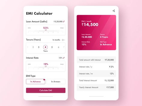 Car Loan EMI Calculator #dailyui by Hemant Bisht on Dribbble