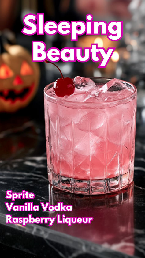 Sleeping Beauty Cocktail Bartender Drinks Recipes, Bartender Drinks, Iced Drinks Recipes, Pretty Alcoholic Drinks, Summer Drinks Alcohol, Cocktail Drinks Alcoholic, Raspberry Liqueur, Liqueurs Recipes, The Sleeping Beauty