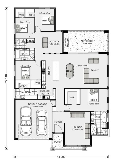 4 Bedroom House Plans Australia, Home Plan Ideas, House Plans Australia, 4 Bedroom House Plans, House Plan Gallery, Home Design Floor Plans, Plan Ideas, House Blueprints, 4 Bedroom House