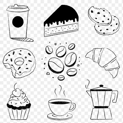 Sticker Clipart, Coffee And Cake, Cake Illustration, Food Png, Cake Cookie, Coffee Png, Food Sweet, Sweet Cake, Pencil Sketch