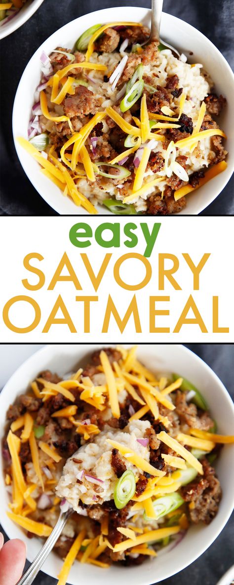 Savory Breakfast Sausage Oatmeal - Lexi's Clean Kitchen Sausage Oatmeal, Oatmeal Savory, Savory Oatmeal Recipes, Oatmeal Raisin Cookies Healthy, Kitchen Website, Calorie Breakfast, Clean Dinner Recipes, Oat Meal, Lexi's Clean Kitchen