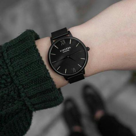 Stylish Watches For Girls, Trendy Watches, Fancy Watches, Swiss Army Watches, Black Luxury, Womens Watches Luxury, Girly Accessories, Girls Watches, Stainless Steel Mesh