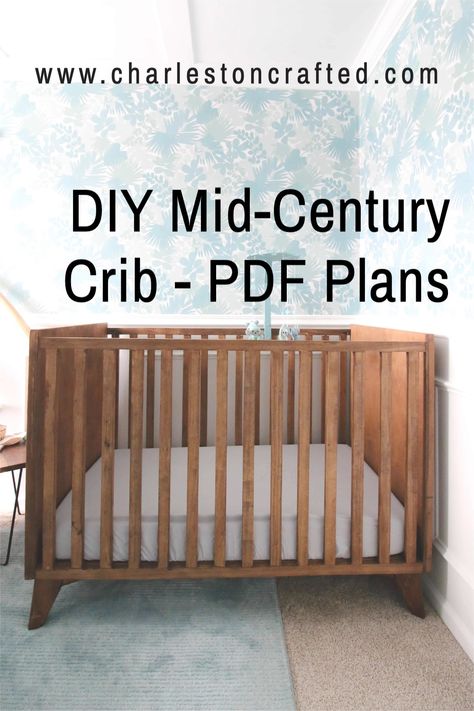 Crib Diy, Wooden Baby Crib, Crib Woodworking Plans, Printable Woodworking Plans, Baby Crib Diy, Crib Design, Wood Crib, Diy Mid Century, Wooden Cribs