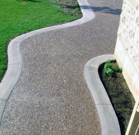 Top 60 Best Concrete Walkway Ideas - Outdoor Path Designs Concrete Sidewalk Ideas Walkways, Exposed Aggregate Walkway, Concrete Pathway Ideas, Concrete Walkway Ideas, Concrete Landscaping, Walkway Designs, Stamped Concrete Walkway, Beautiful Houses Exterior, Concrete Pathway