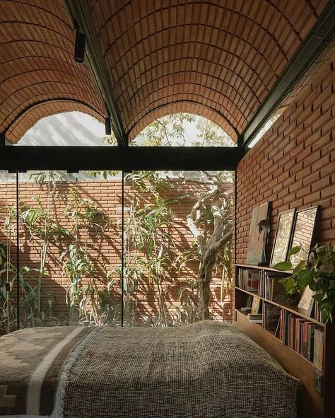 designboom magazine (@designboom) • Instagram photos and videos Brick Roof, Brick Arch, Rammed Earth, Brick Architecture, Natural Ventilation, Concrete Wall, Vaulting, Contemporary Architecture, Open Air