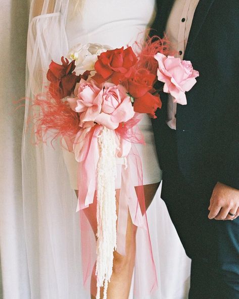 80s Wedding Bouquet, Valentines Wedding Bouquet, Valentines Day Wedding Bouquet, Heart Bridal Bouquet, Pink Elopement, Retro Bridal Bouquet, Red And Pink Wedding Bouquet, Vegas Wedding Flowers, Vegas Bouquet